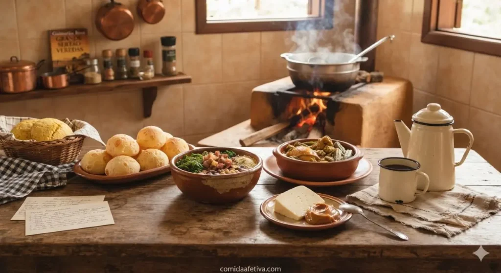 Informações sobre o Dia da Gastronomia Mineira em 5 de julho e lista de pratos típicos como pão de queijo e doce de leite